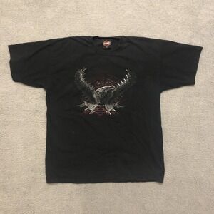 Vintage Y2K Harley Davidson Kuwait City Shirt Mens Size 2XL Black Arabic Biker